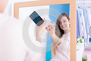 Woman with diabetes taking selfie