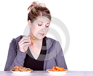 Woman on diet making eating choices