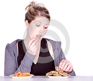 Woman on diet making eating choices