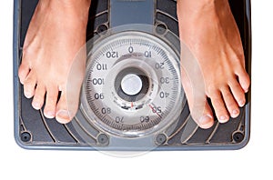 Woman on diet. Scale isolated