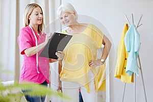 Woman at dietician`s office photo