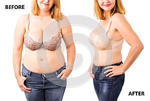 Woman before and after dieting photo