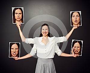 Woman with different emotional faces photo