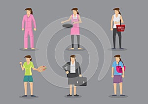 Woman in Different Outfits for Different Roles and Responsibilit