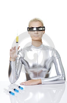 Woman with different syringe