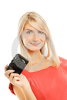 Woman with digital camera