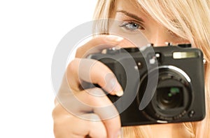 Woman with digital camera