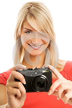 Woman with digital camera