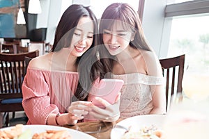 Woman dine in restaurant