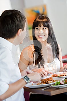 Woman Dining with Partner