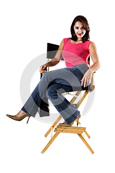 Woman In Directors Chair photo