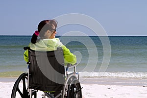 Woman Disability Beach