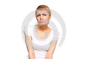 Woman is disappointed by the extent of her waist