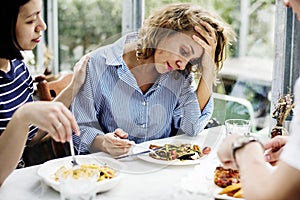 Woman disappointment without an appetite photo