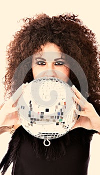 Woman with disco ball