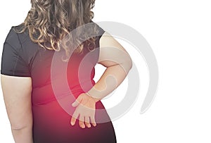Woman discomfort sore back muscle