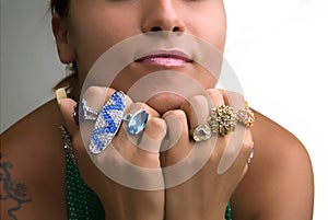 Woman displaying her rings