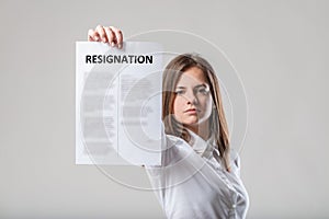 Woman displays 'resignation, reminds about great-resignation photo