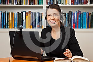 Woman distance online learning business