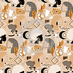 Woman diversity and ethnic seamless pattern vector photo