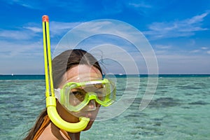 Woman with diving goggles