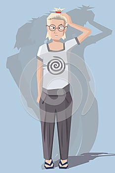 Woman with dizziness illustration