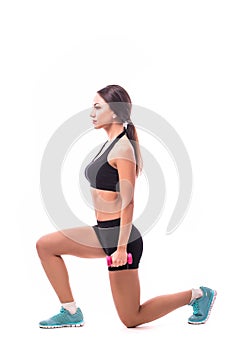 Woman do step exercise