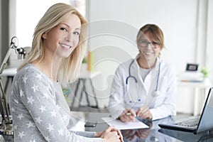 Woman at doctor