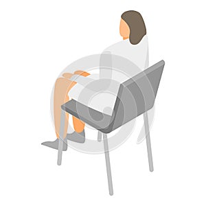 Woman doctor on chair icon, isometric style