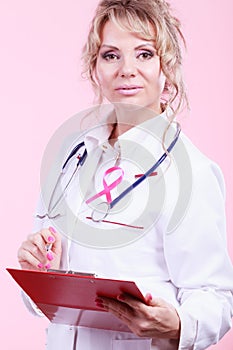 Woman doctor diagnose patient