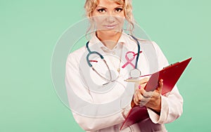 Woman doctor diagnose patient