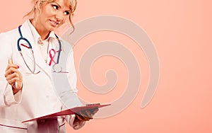 Woman doctor diagnose patient