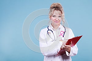 Woman doctor diagnose patient