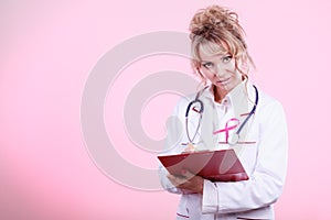 Woman doctor diagnose patient