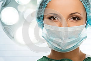 Woman doctor in face mask