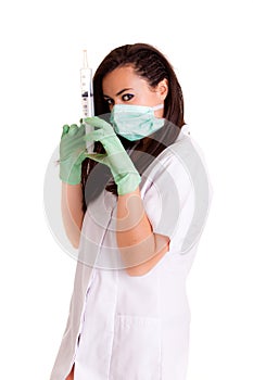 Woman doctor isolated on white background medical staff worker photo