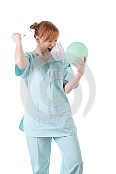 Woman doctor or nurse with syringe