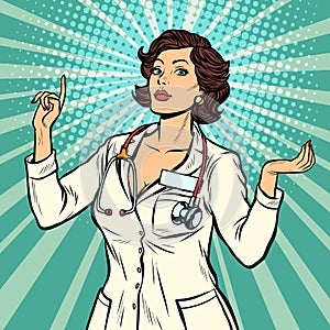Woman doctor presentation gesture