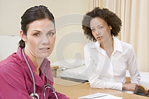 Woman in doctor's office