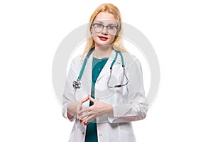 Woman doctor with stethoscope