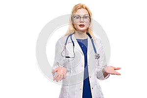 Woman doctor with stethoscope