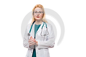 Woman doctor with stethoscope