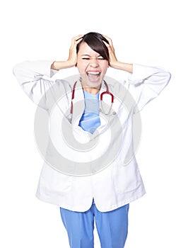 Woman doctor stressed and upset