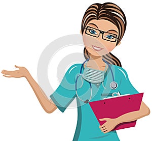 Woman Doctor Surgeon Writing Folder photo