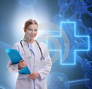 Woman doctor in telemedicine futuristic concept