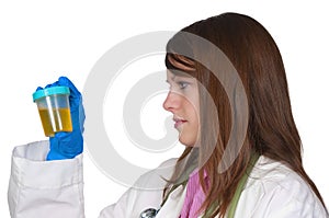 Woman Doctor with Urine Sample