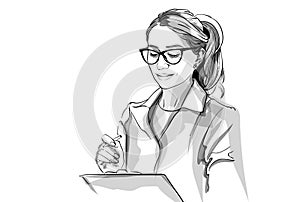 Woman doctor Vector sketch storyboard. Detailed character illustrations