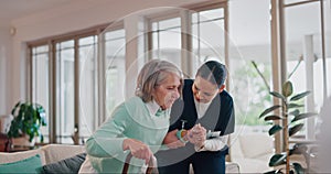 Woman, doctor and walking in elderly care for support, healthcare or nursing at old age home. Female person, nurse or