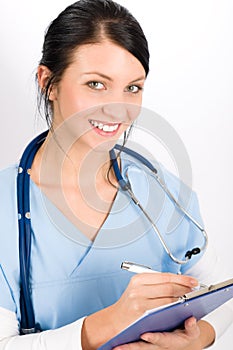 Woman doctor young medical nurse smiling