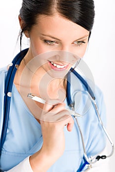 Woman doctor young medical nurse smiling